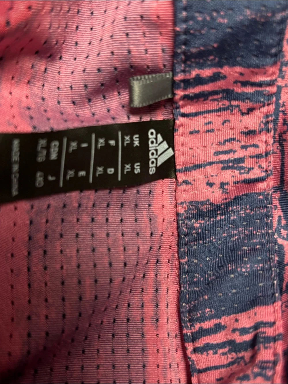 adidas Men's Pink and Navy Striped TPC Boston Golf Polo